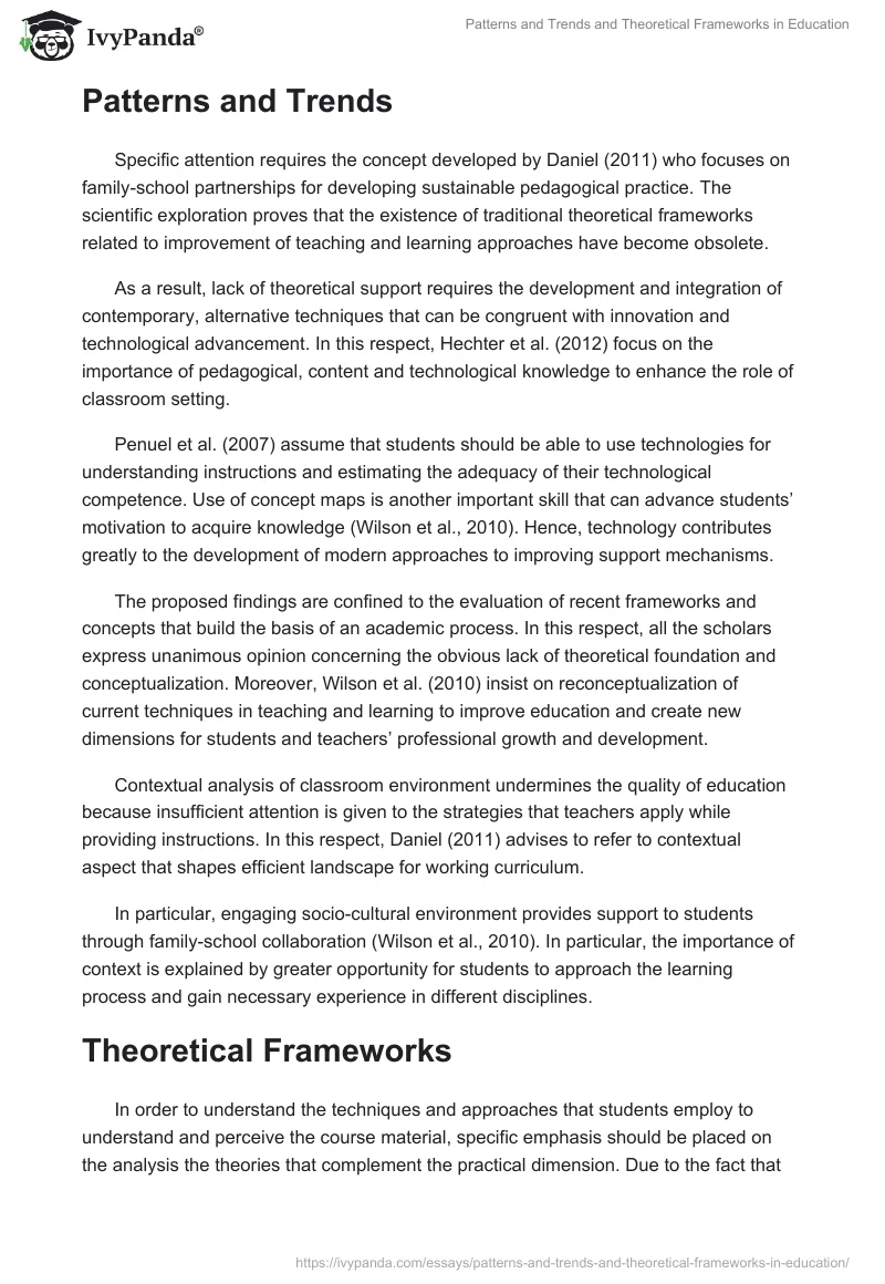 Patterns and Trends and Theoretical Frameworks in Education. Page 2