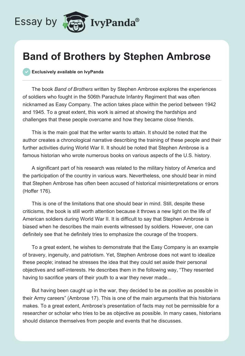 "Band of Brothers" by Stephen Ambrose. Page 1