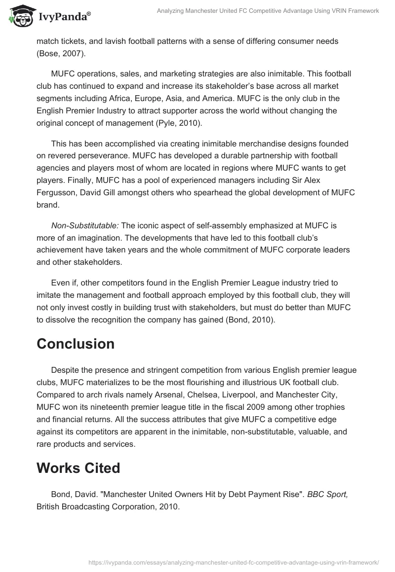 Analyzing Manchester United FC Competitive Advantage Using VRIN Framework. Page 3