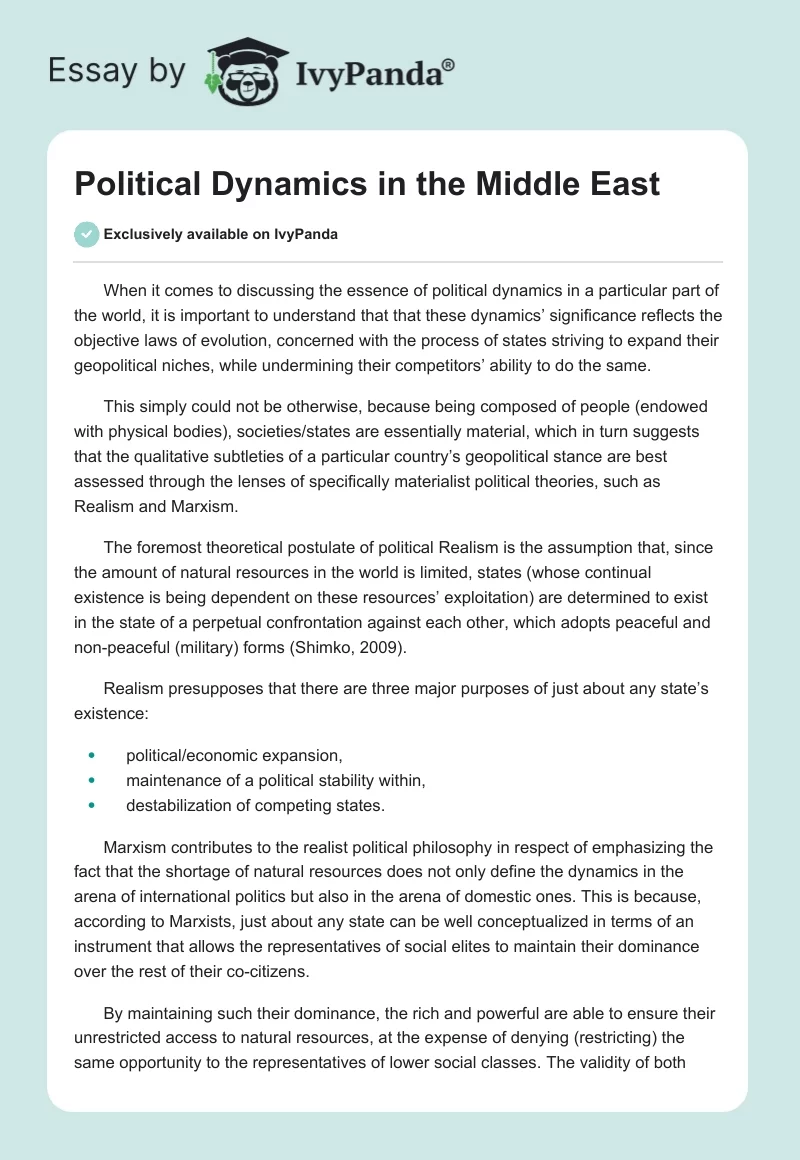 Political Dynamics in the Middle East. Page 1