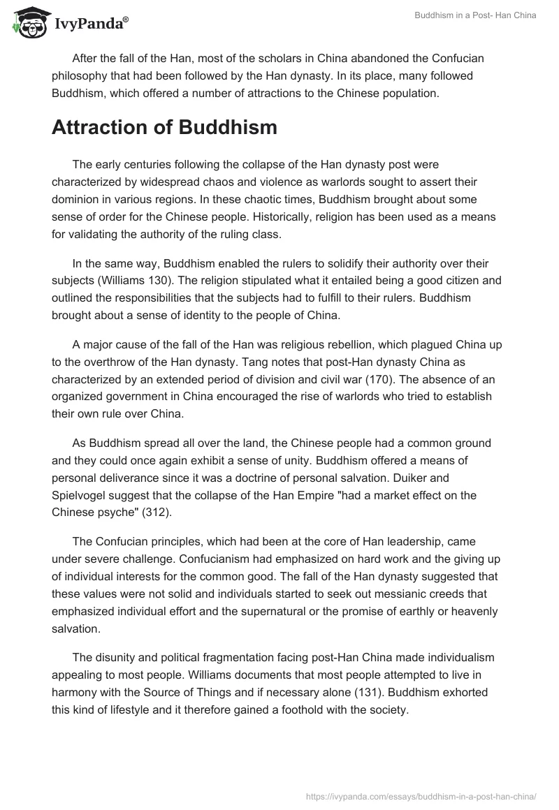 Buddhism in a Post- Han China. Page 2