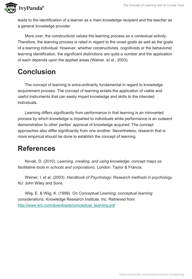 The Concept of Learning and Its Crucial Tools. Page 3