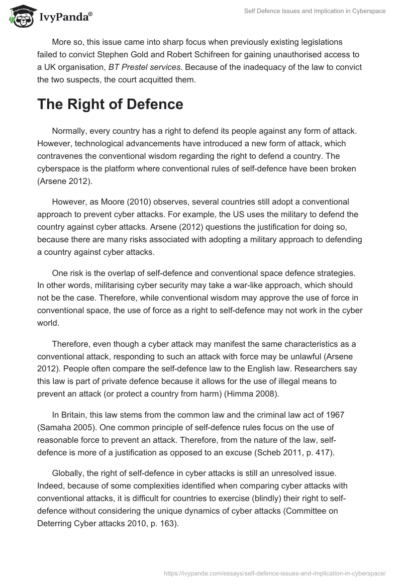Self Defence Issues and Implication in Cyberspace. Page 3