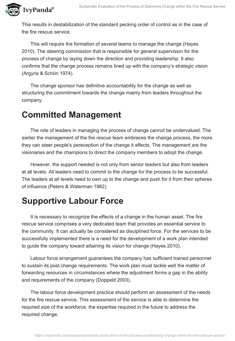 Systematic Evaluation of the Process of Delivering Change within the Fire Rescue Service. Page 3