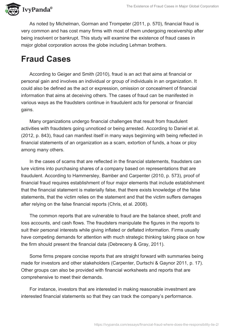 The Existence of Fraud Cases in Major Global Corporation. Page 2