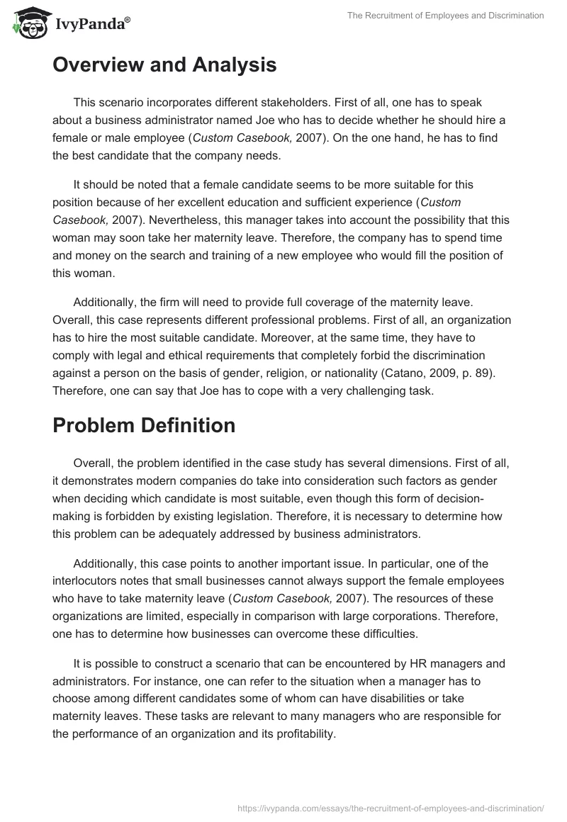 The Recruitment of Employees and Discrimination. Page 2