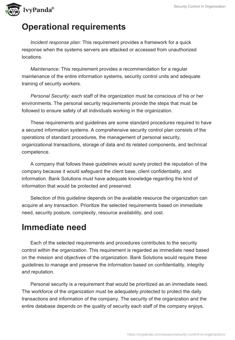 Security Control in Organization. Page 2