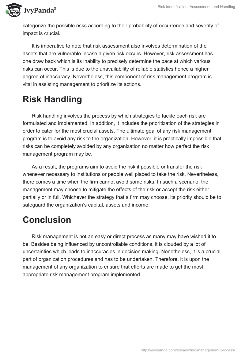 Risk Identification, Assessment, and Handling. Page 2