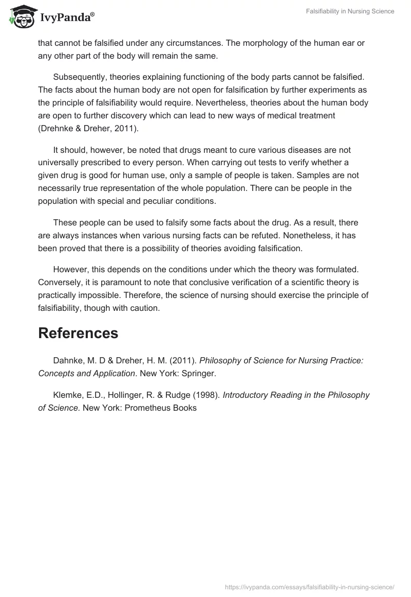 Falsifiability in Nursing Science. Page 2