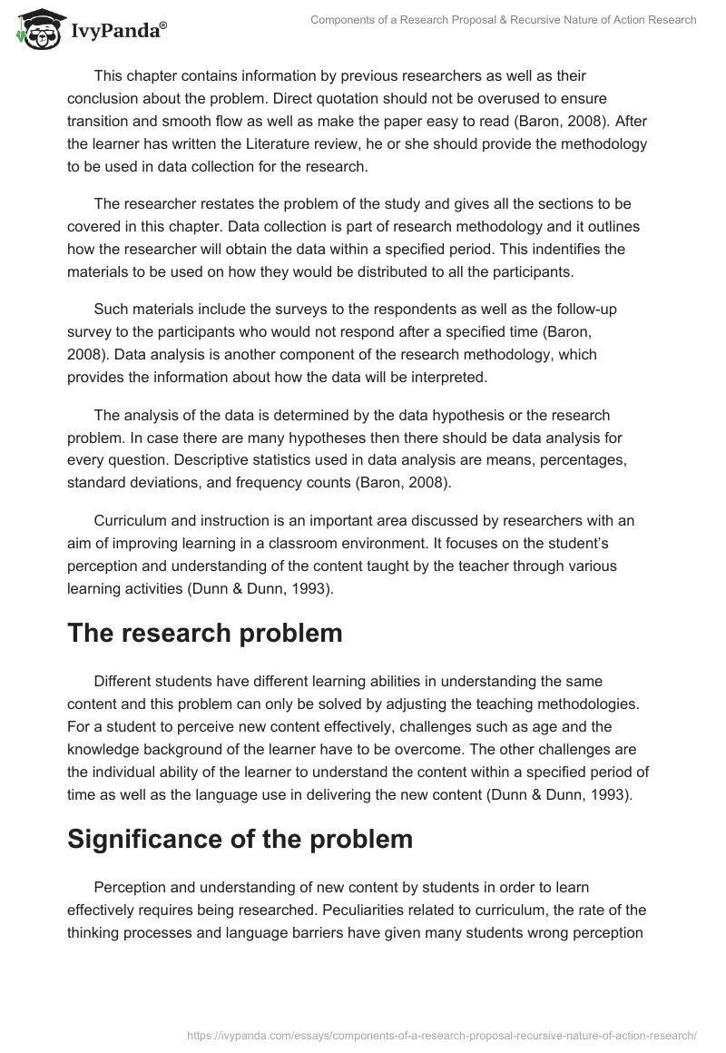 Components of a Research Proposal & Recursive Nature of Action Research. Page 2