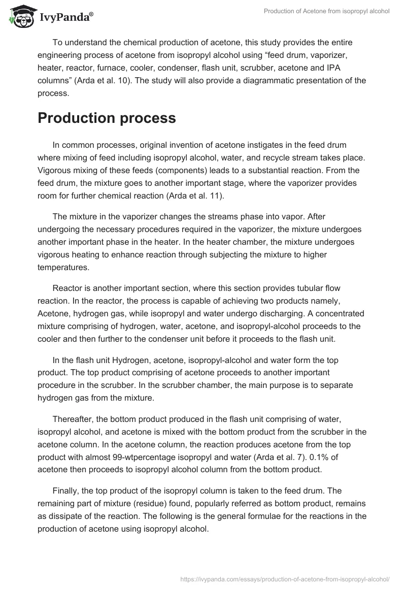 Production of Acetone from isopropyl alcohol. Page 3
