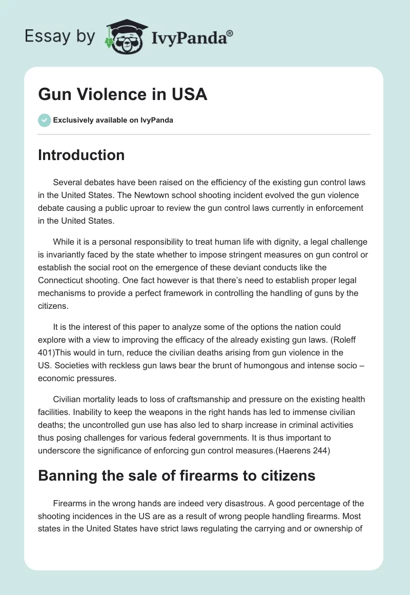 Gun Violence in USA. Page 1