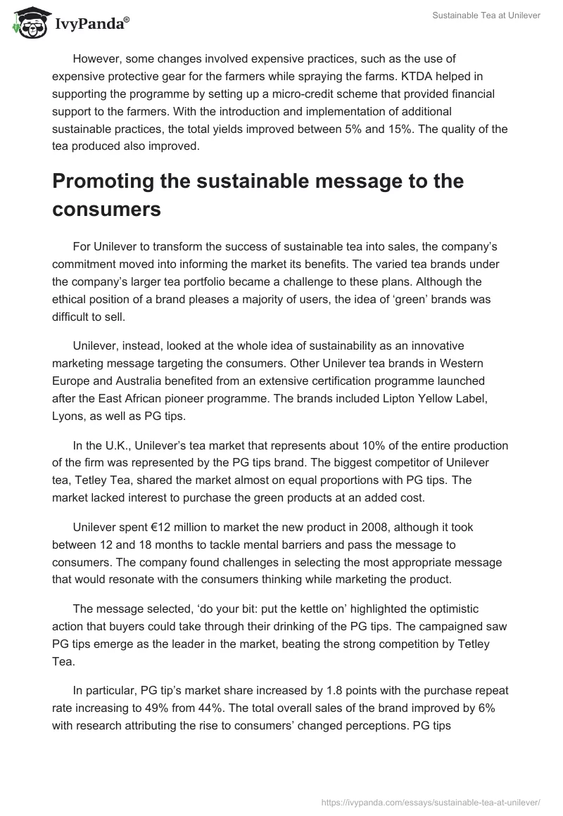 Sustainable Tea at Unilever. Page 5