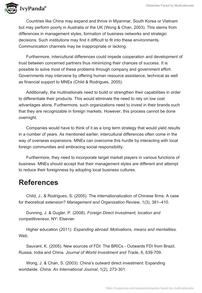 Obstacles Faced by Multinationals. Page 2