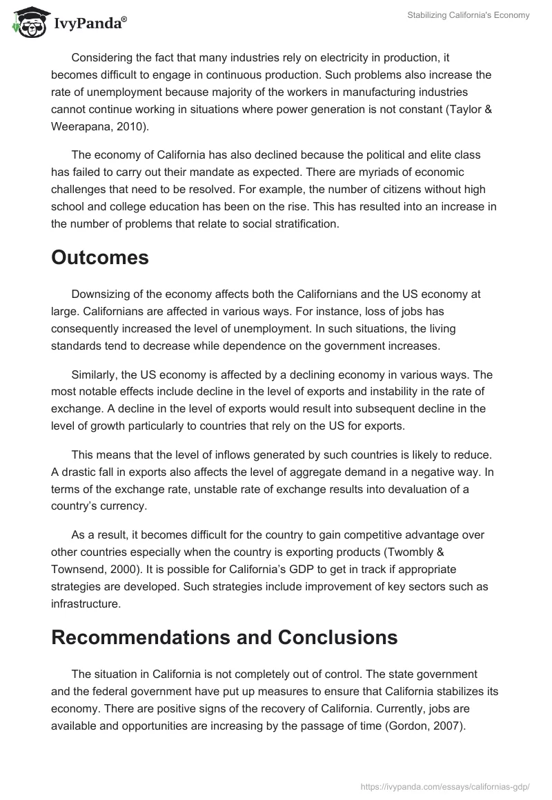 Stabilizing California's Economy. Page 5