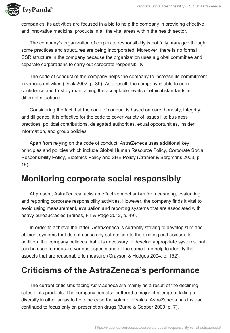 Corporate Social Responsibility (CSR) at AstraZeneca. Page 4