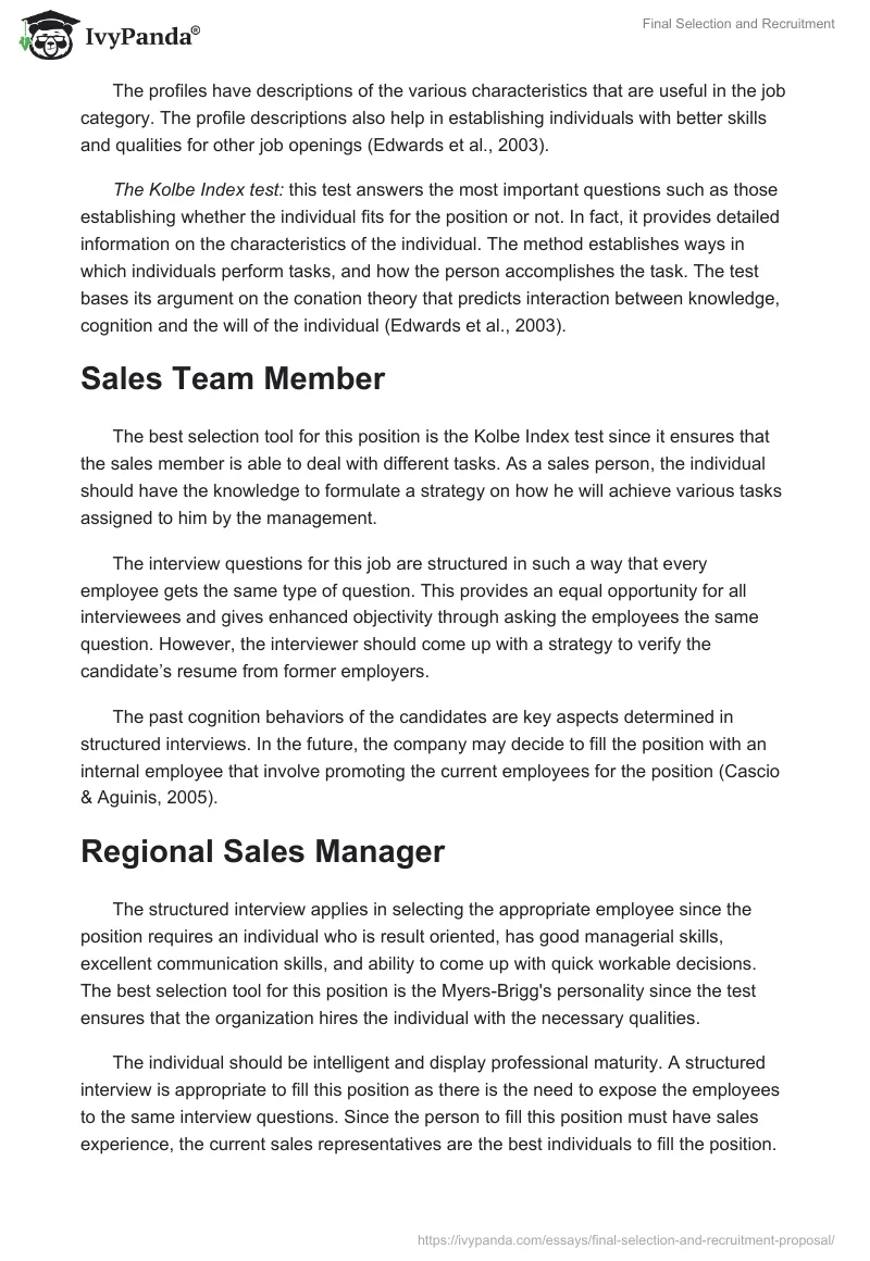 Final Selection and Recruitment. Page 2