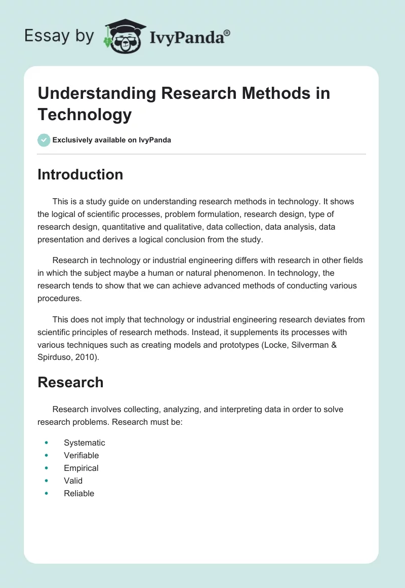 Understanding Research Methods in Technology. Page 1