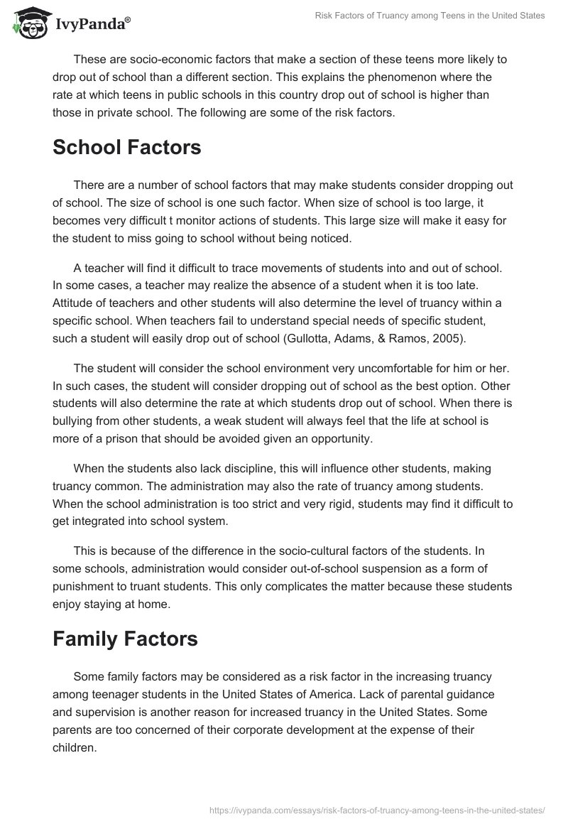 Risk Factors of Truancy among Teens in the United States. Page 3