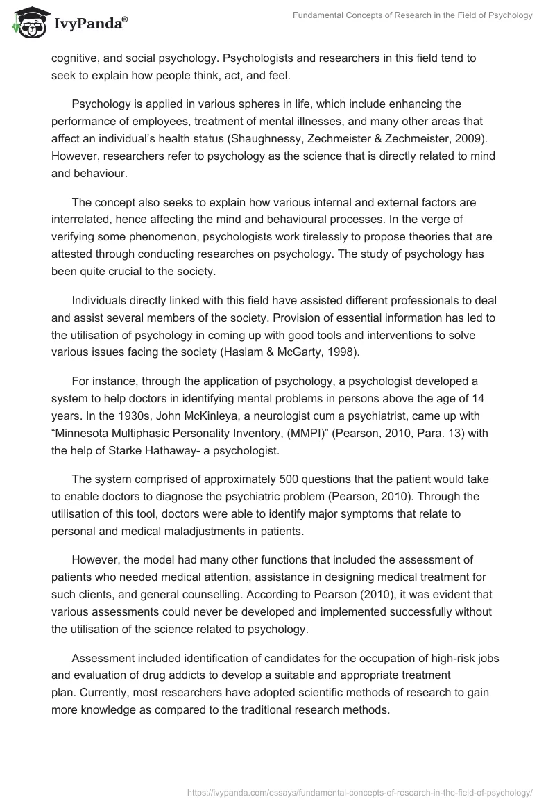 Fundamental Concepts of Research in the Field of Psychology. Page 2