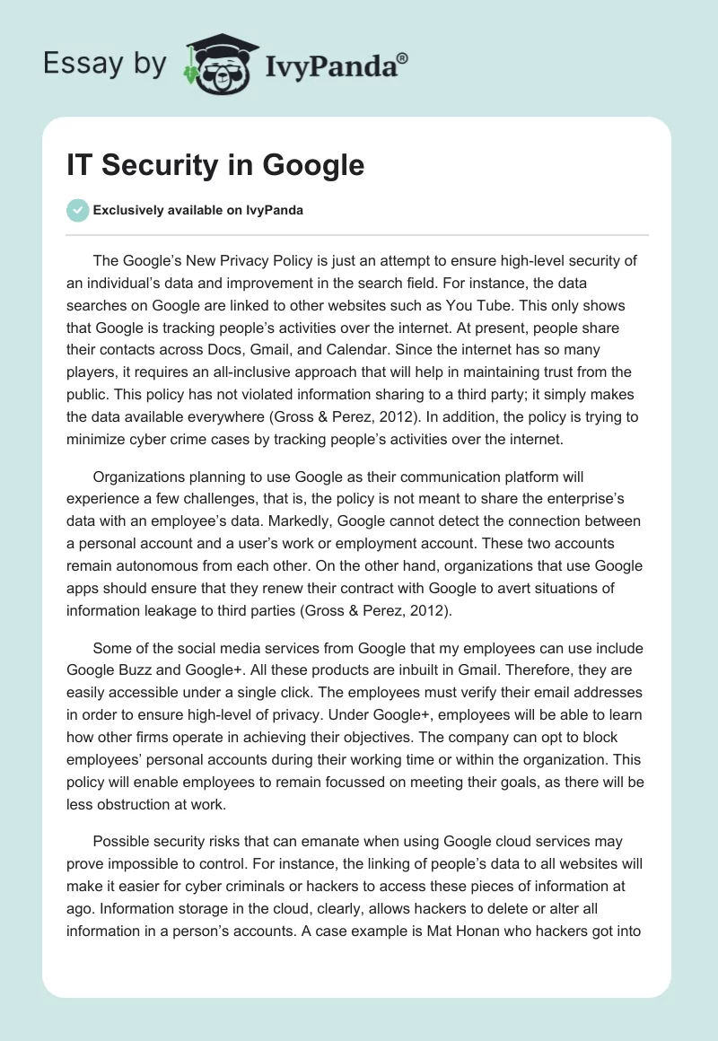 IT Security in Google. Page 1