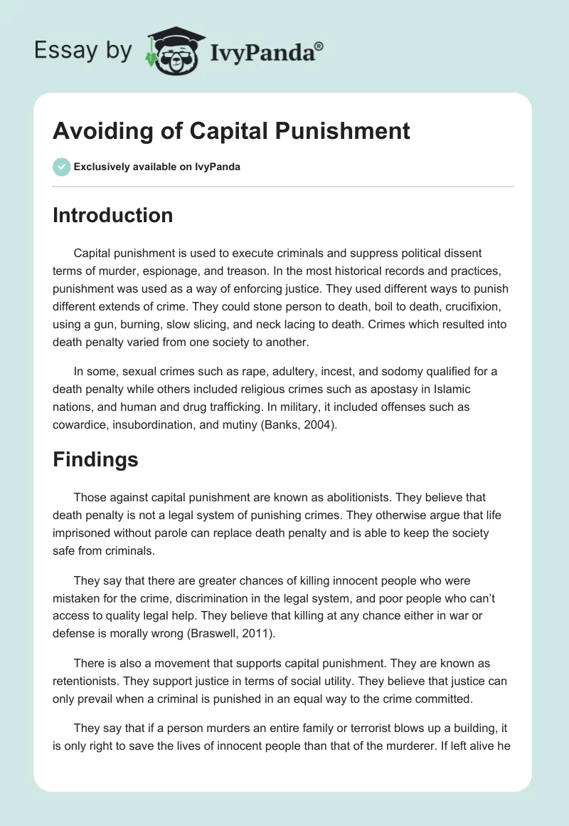 Avoiding of Capital Punishment. Page 1