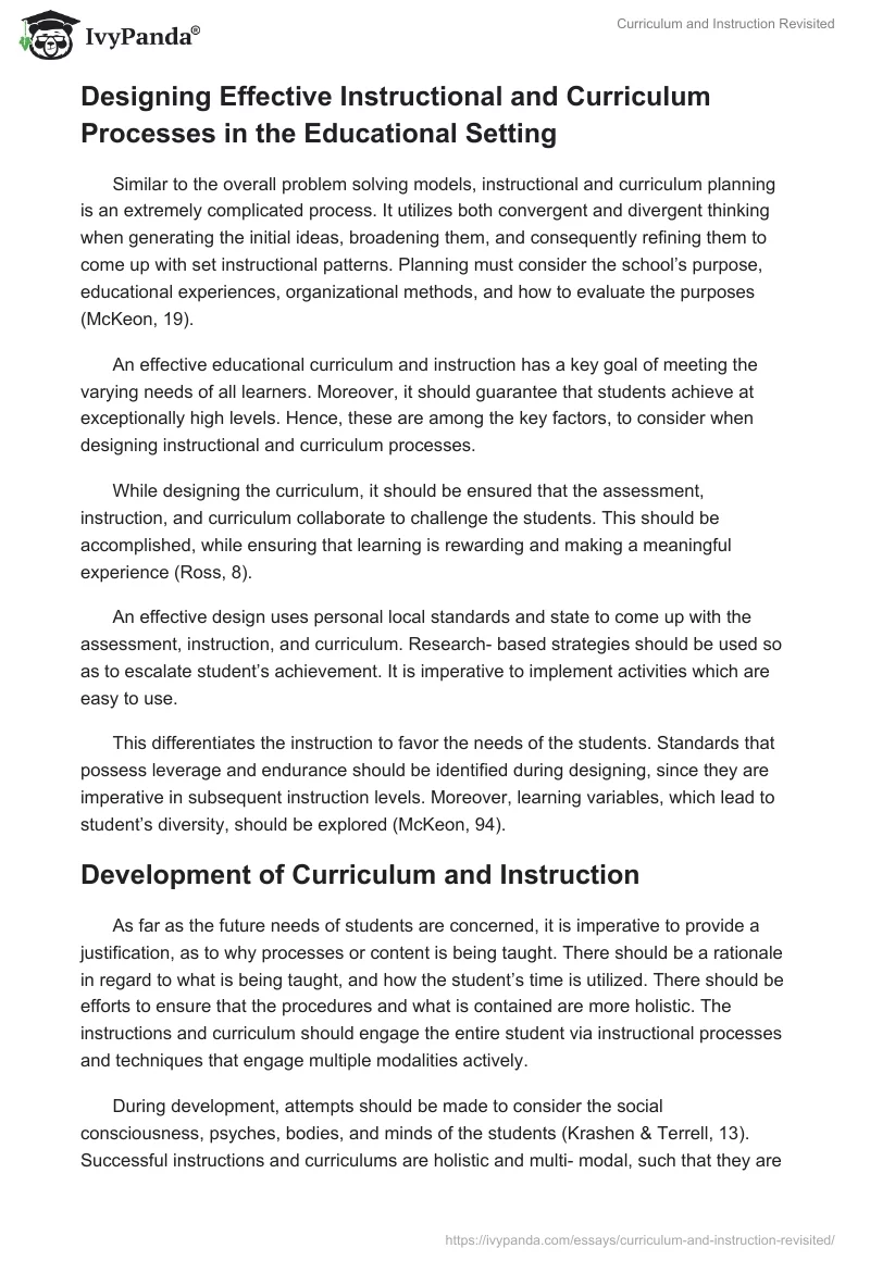 Curriculum and Instruction Revisited. Page 2