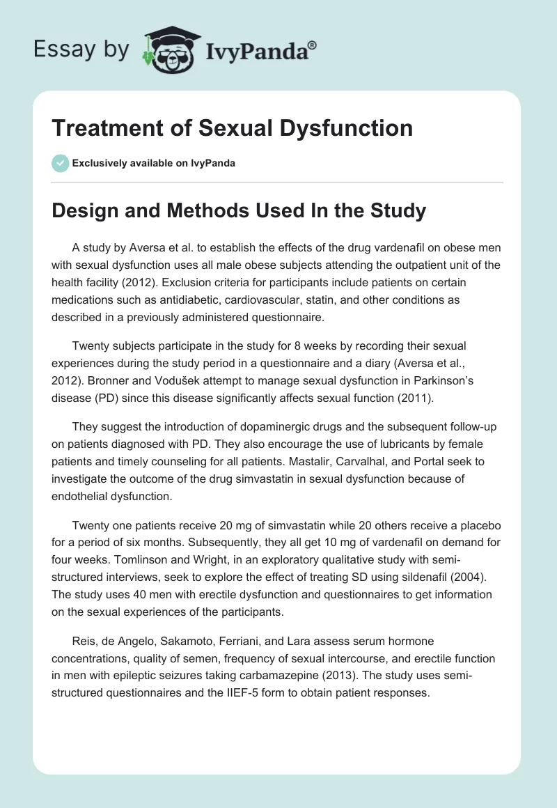 Treatment of Sexual Dysfunction. Page 1