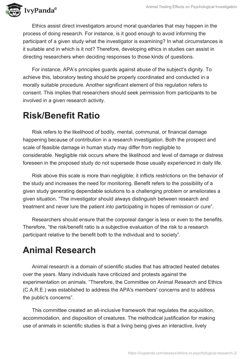 Animal Testing Effects on Psychological Investigation. Page 2