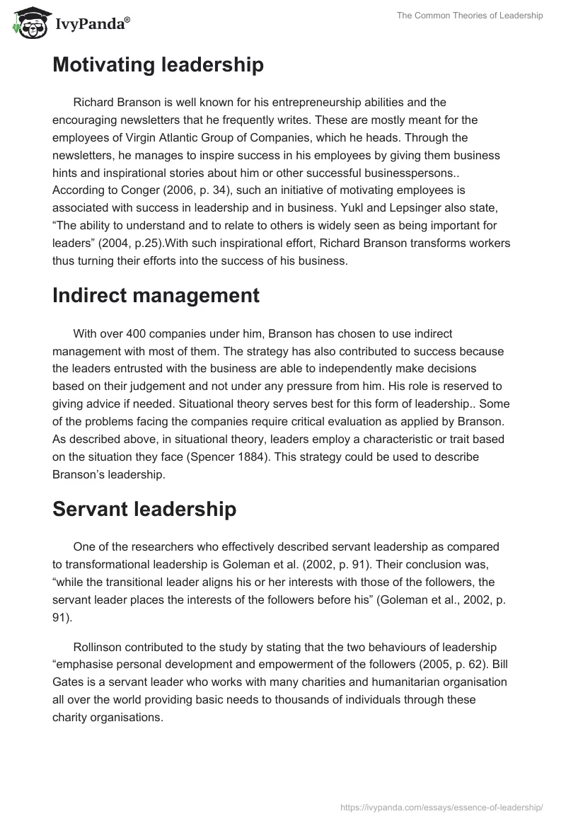 The Common Theories of Leadership. Page 4