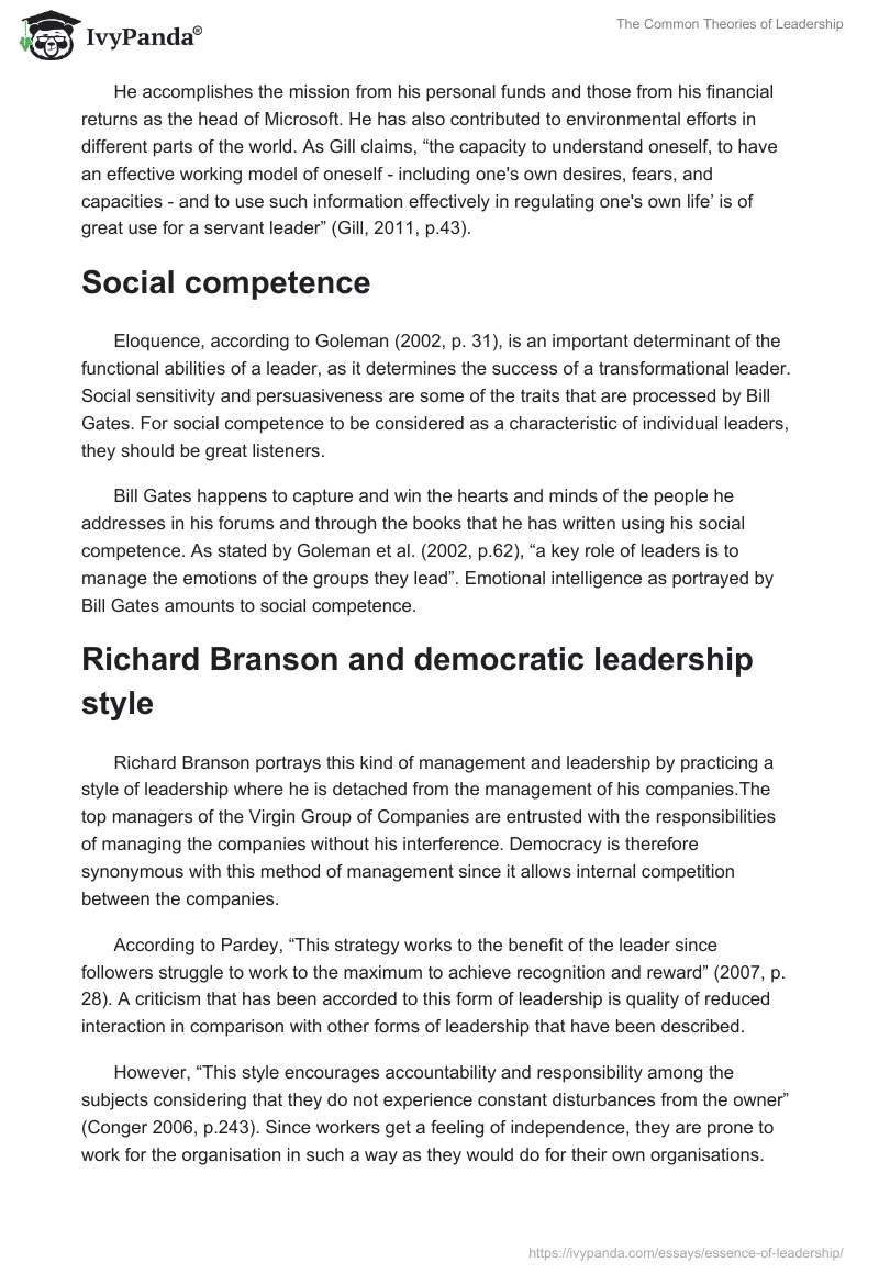 The Common Theories of Leadership. Page 5