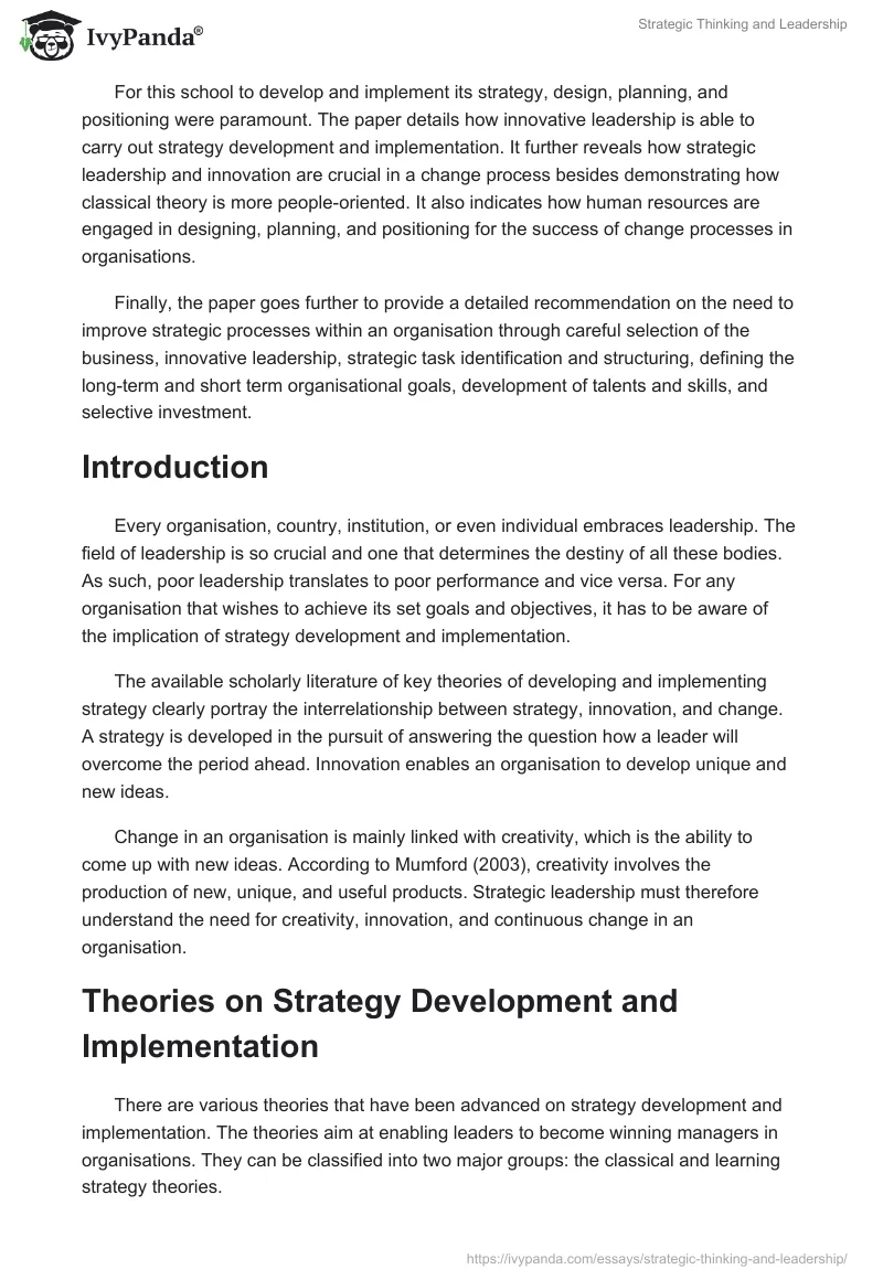 Strategic Thinking and Leadership. Page 2
