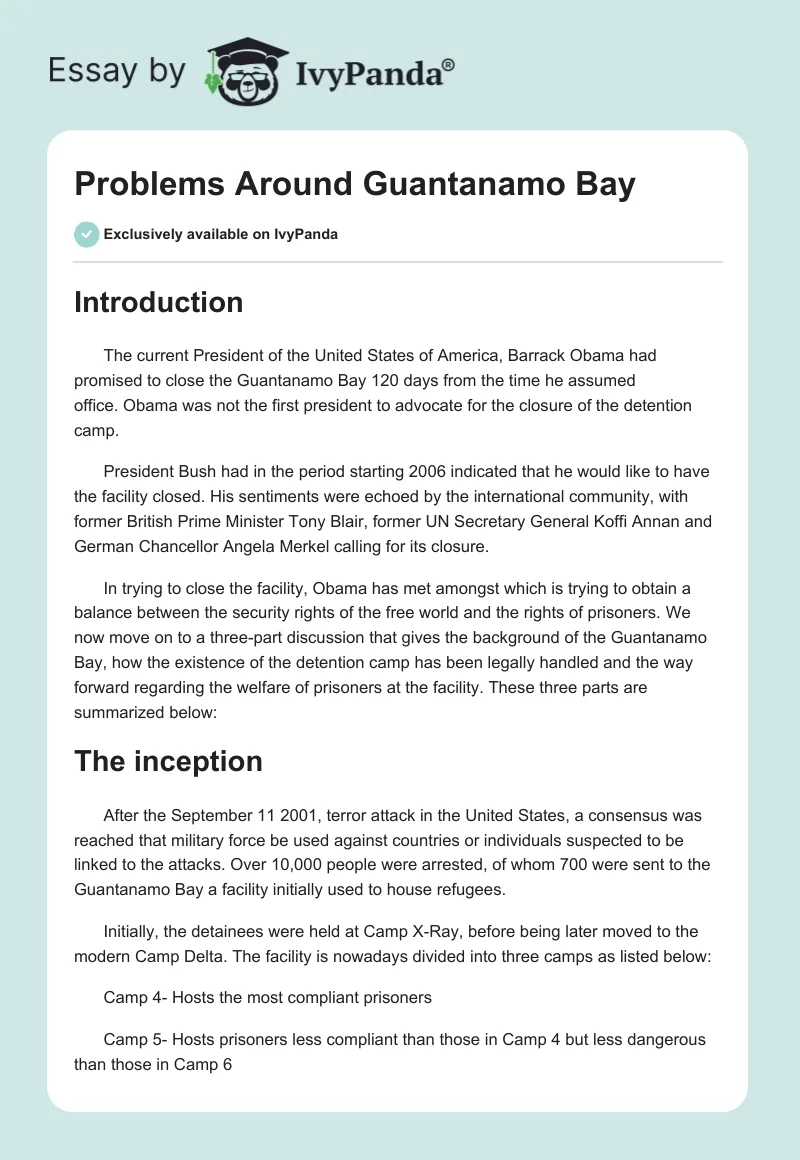 Problems Around Guantanamo Bay. Page 1