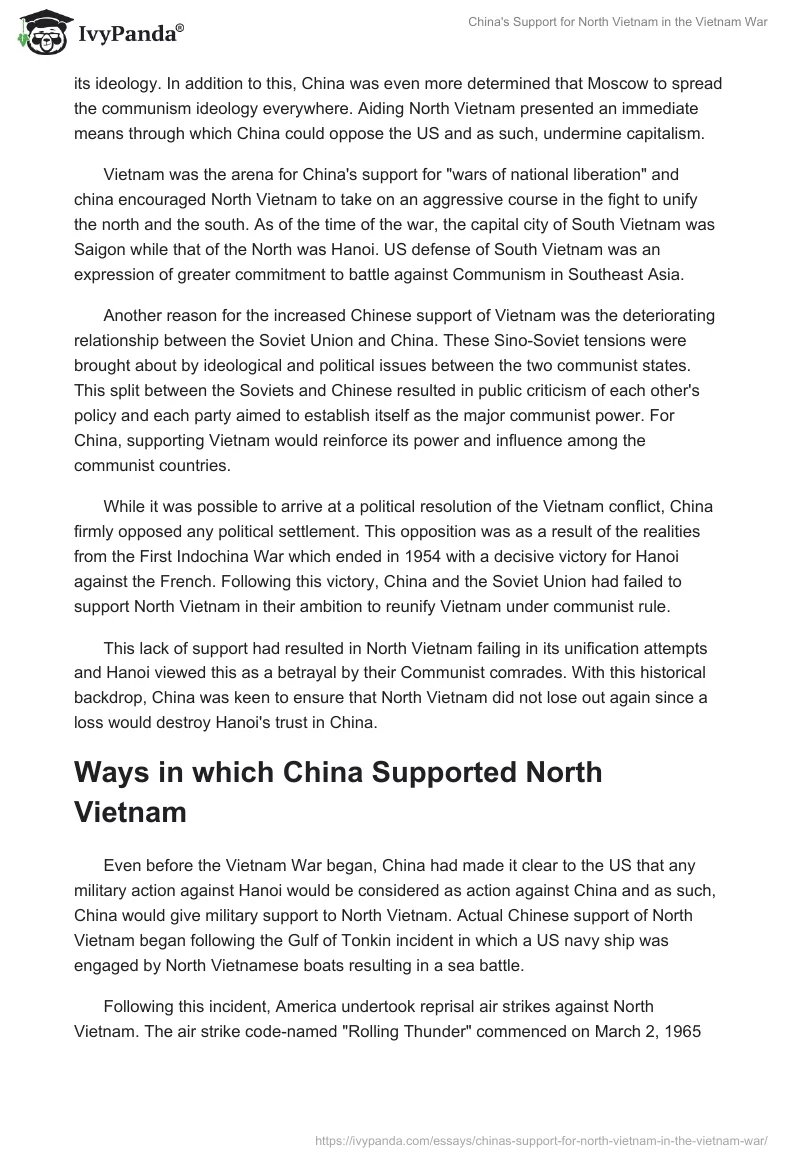 China's Support for North Vietnam in the Vietnam War. Page 2