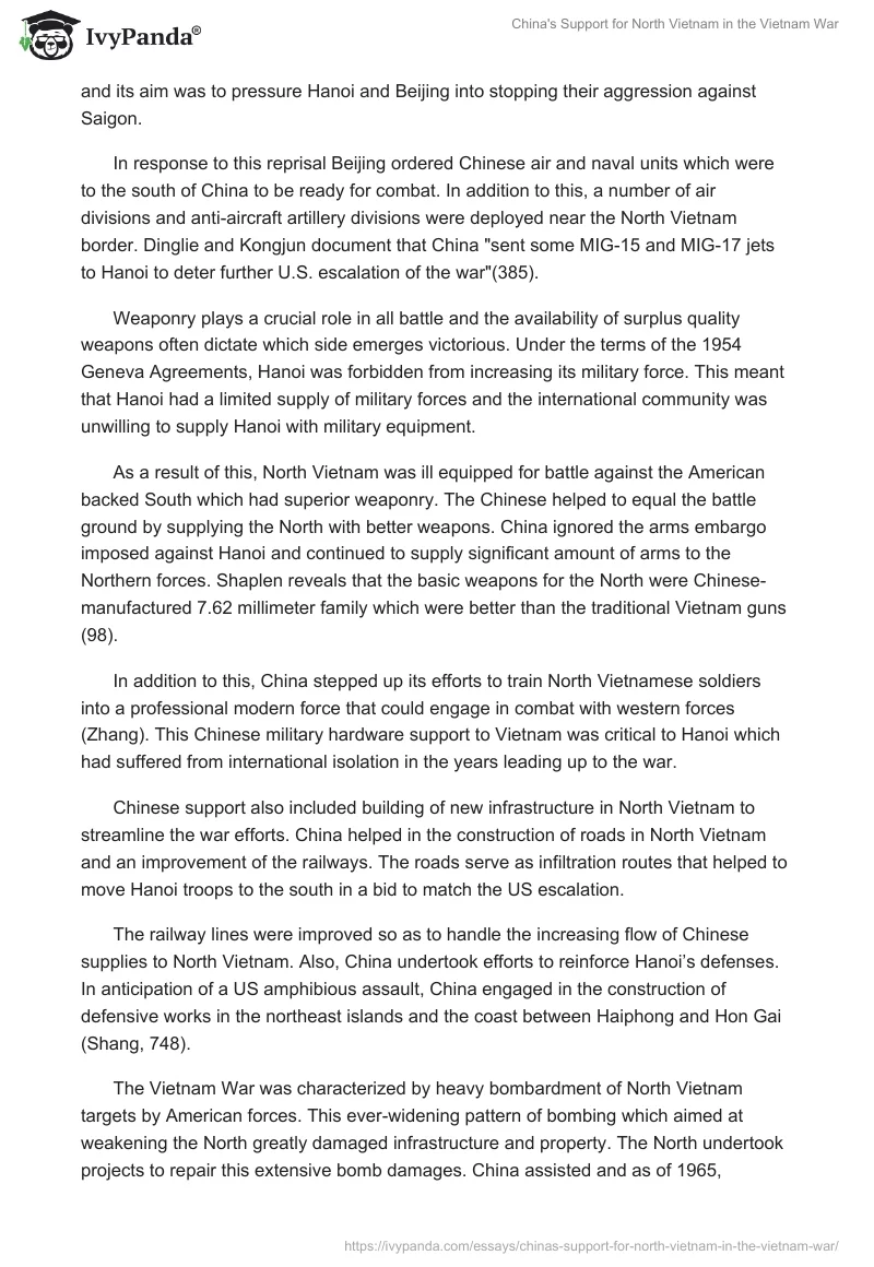China's Support for North Vietnam in the Vietnam War. Page 3