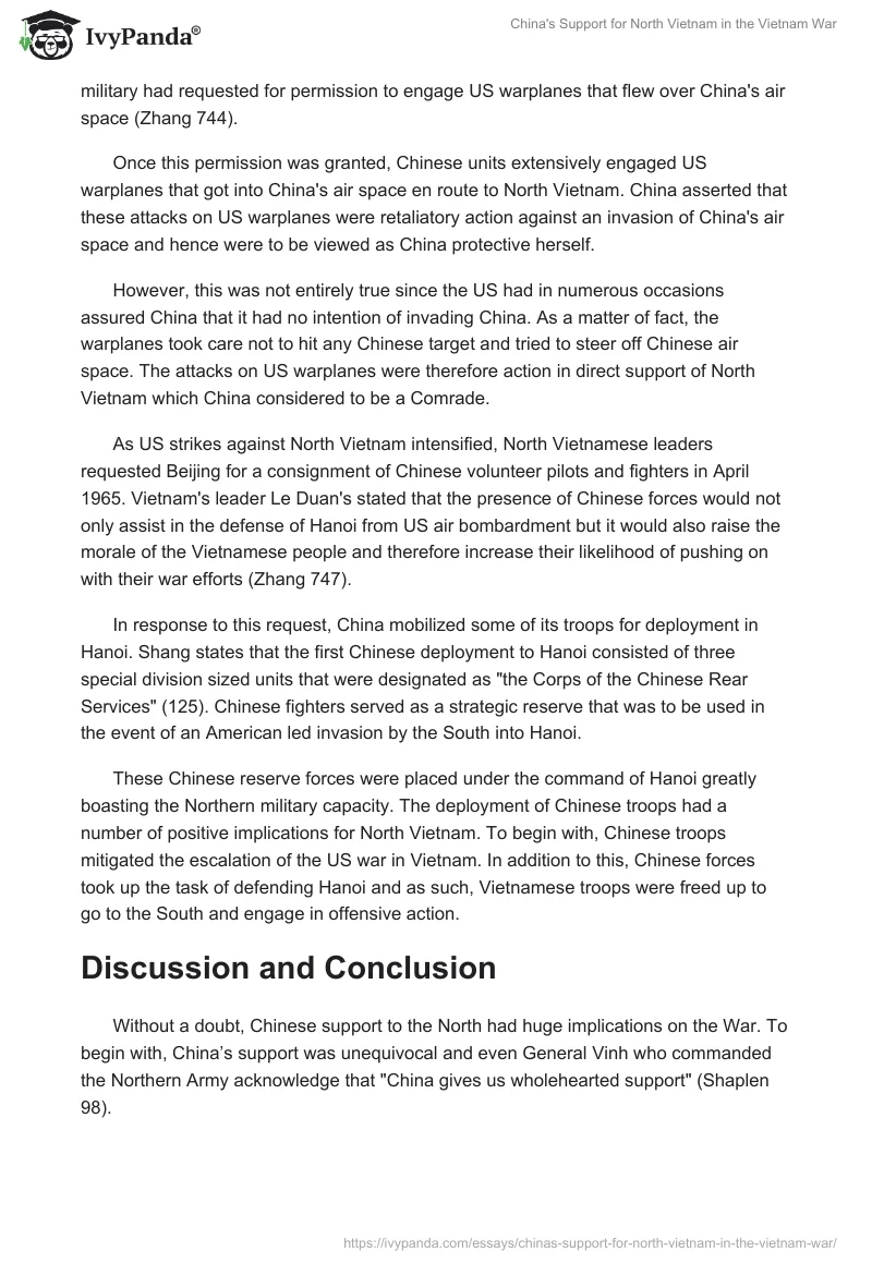 China's Support for North Vietnam in the Vietnam War. Page 5