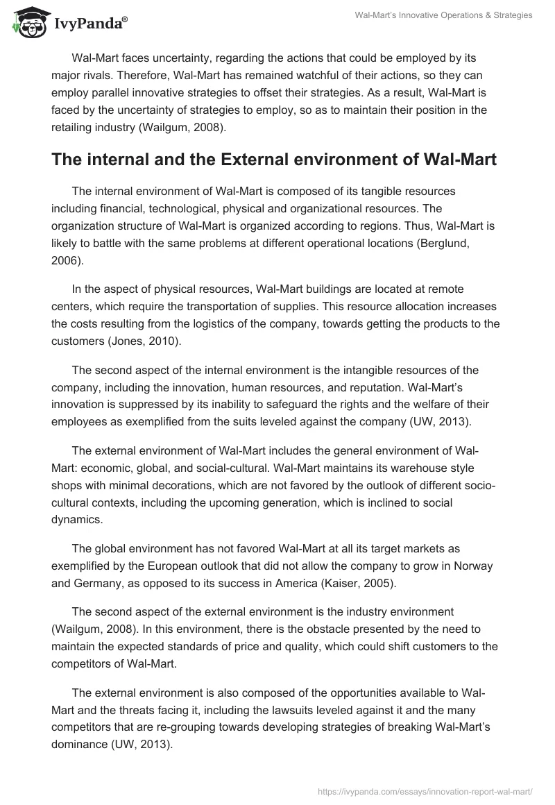 Wal-Mart’s Innovative Operations & Strategies. Page 4