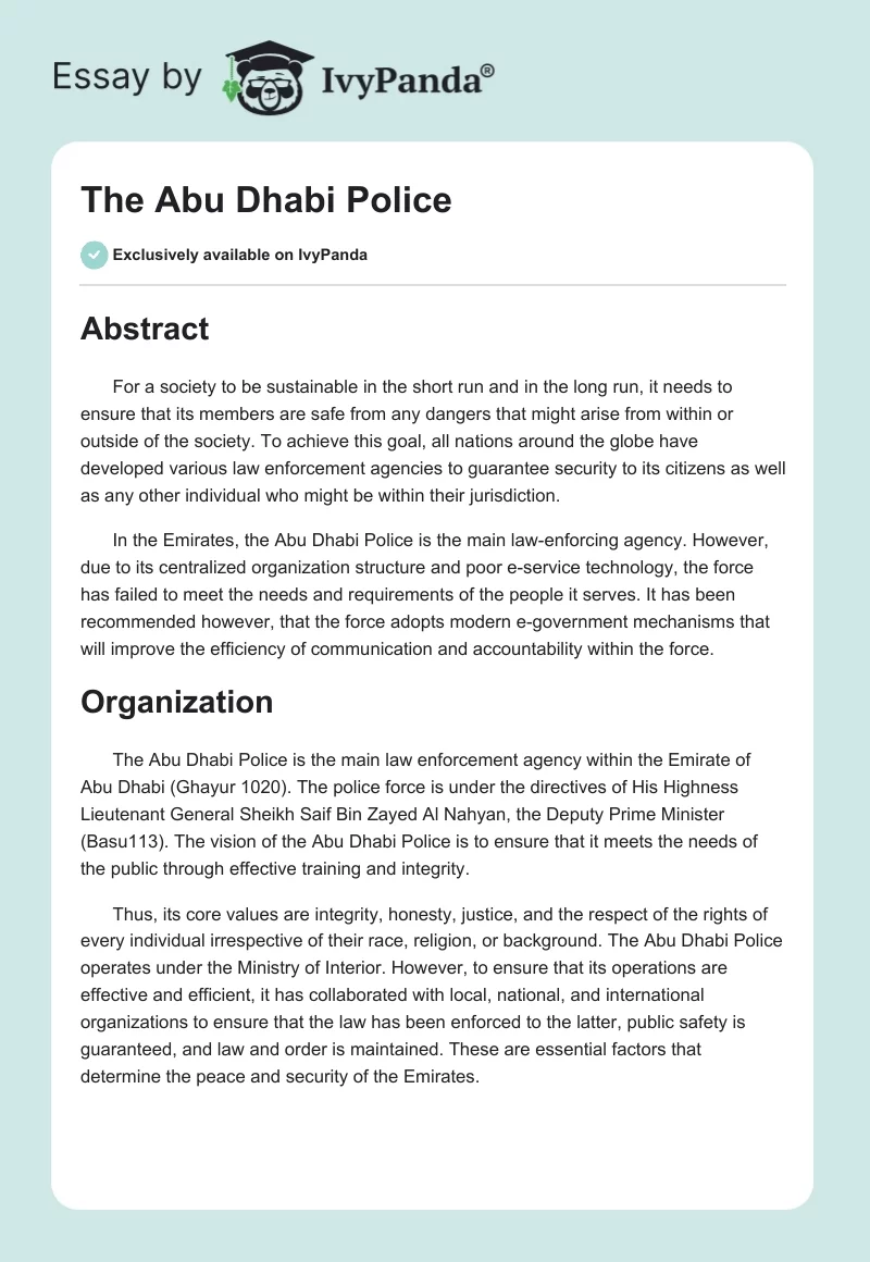 The Abu Dhabi Police. Page 1