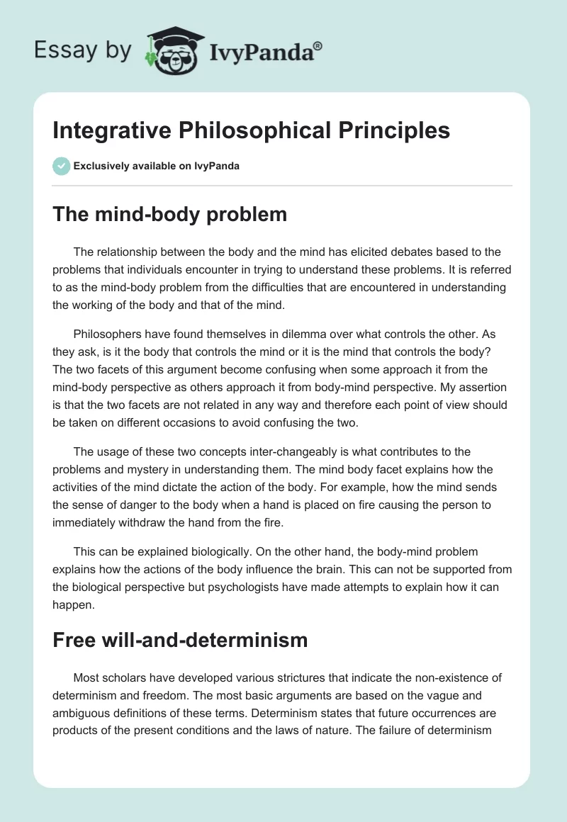 Integrative Philosophical Principles. Page 1