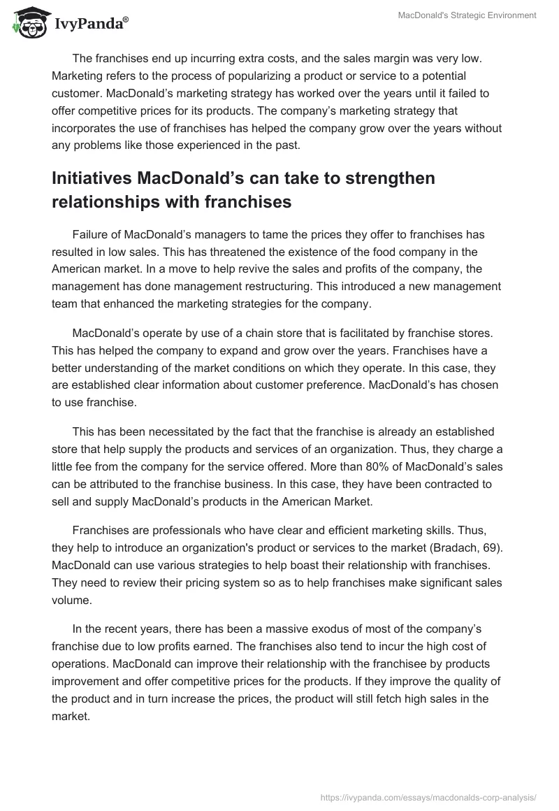 MacDonald's Strategic Environment. Page 2