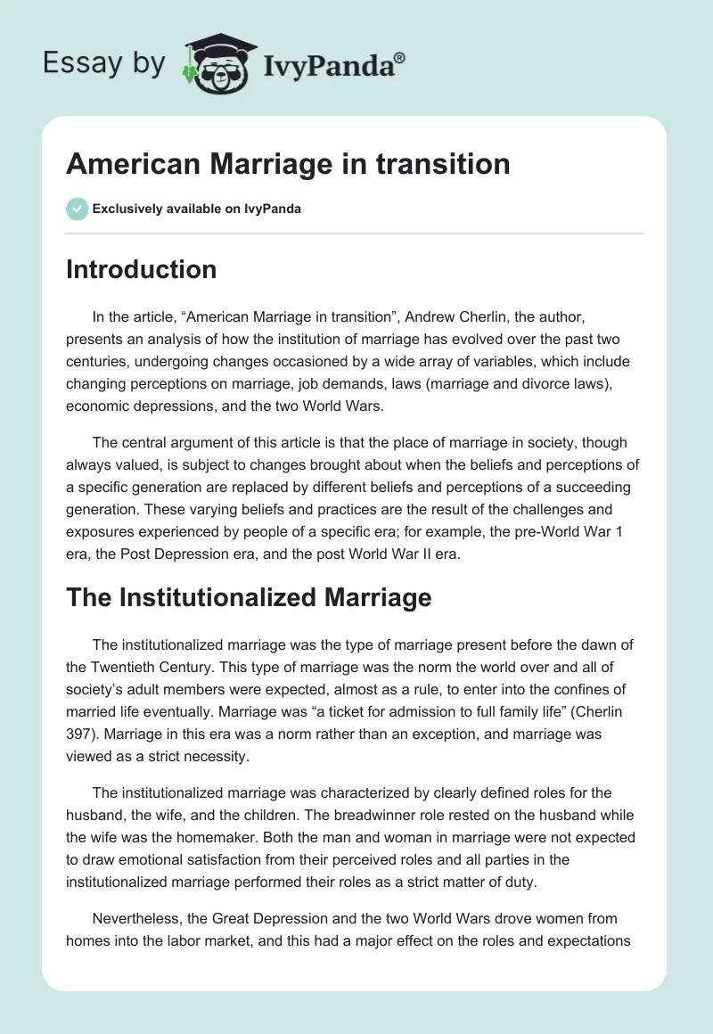 American Marriage in transition. Page 1