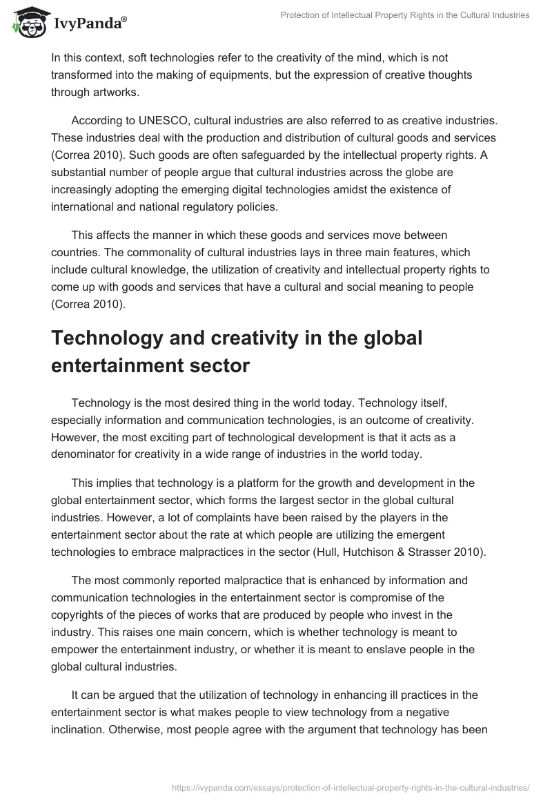 Protection of Intellectual Property Rights in the Cultural Industries. Page 2