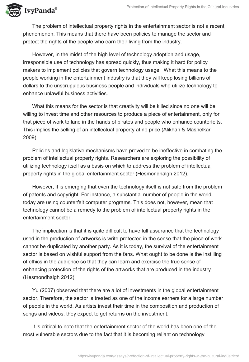 Protection of Intellectual Property Rights in the Cultural Industries. Page 4