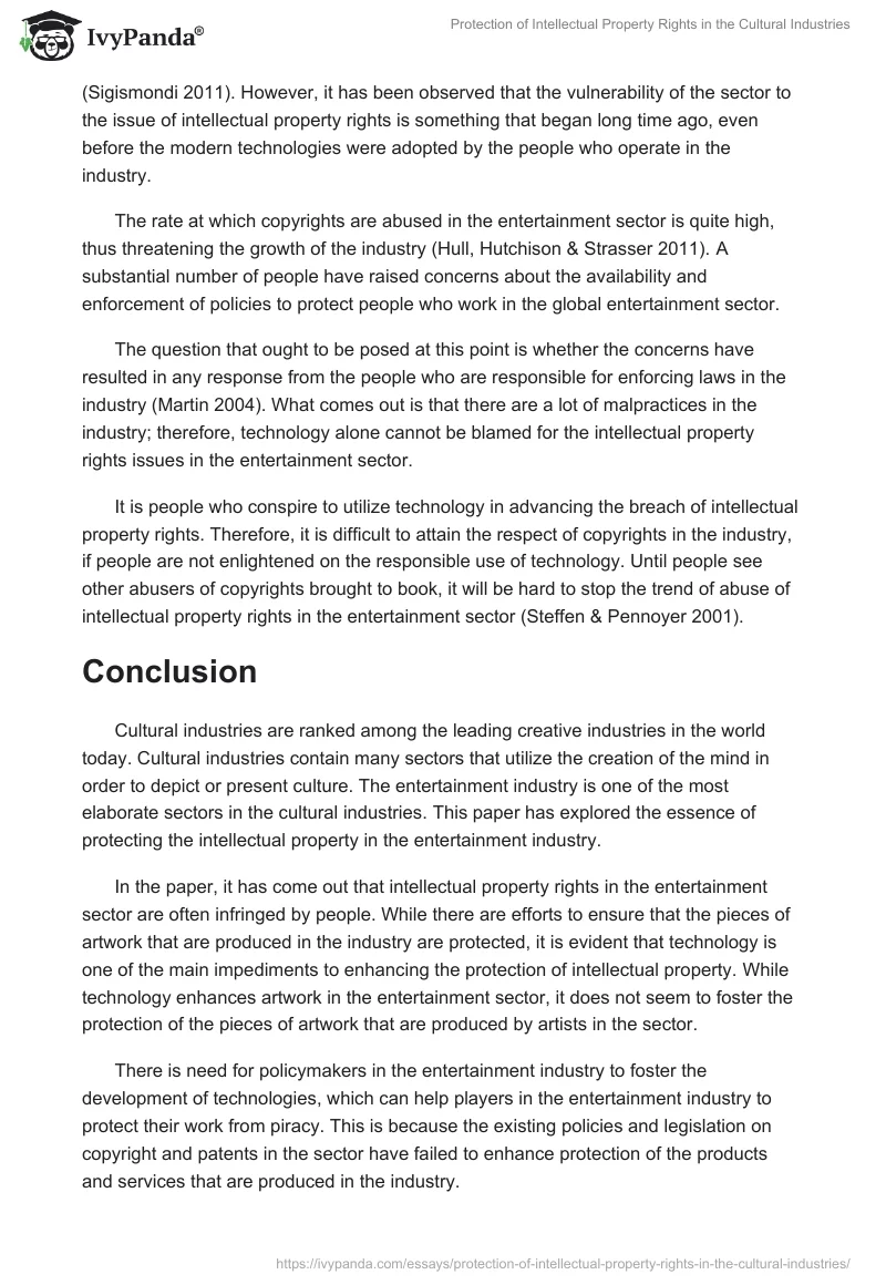 Protection of Intellectual Property Rights in the Cultural Industries. Page 5