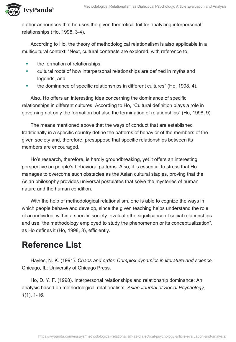 Methodological Relationalism as Dialectical Psychology: Article Evaluation and Analysis. Page 2
