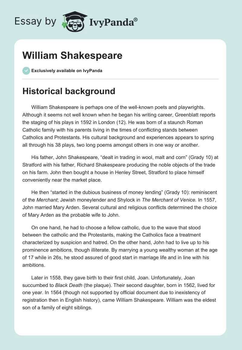 William Shakespeare. Page 1