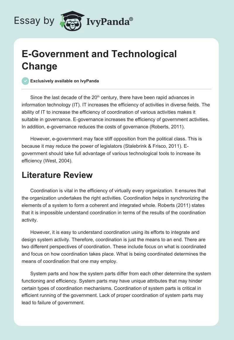 E-Government and Technological Change. Page 1