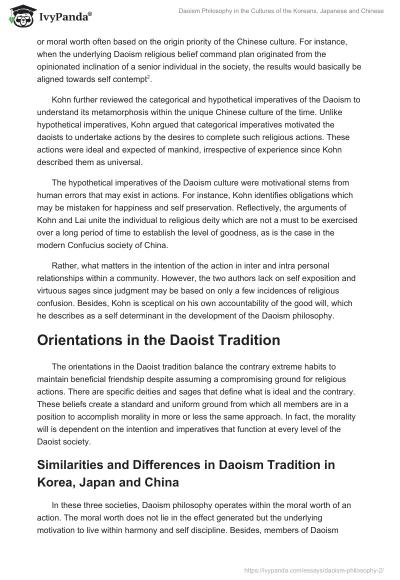 Daoism Philosophy in the Cultures of the Koreans, Japanese and Chinese. Page 2
