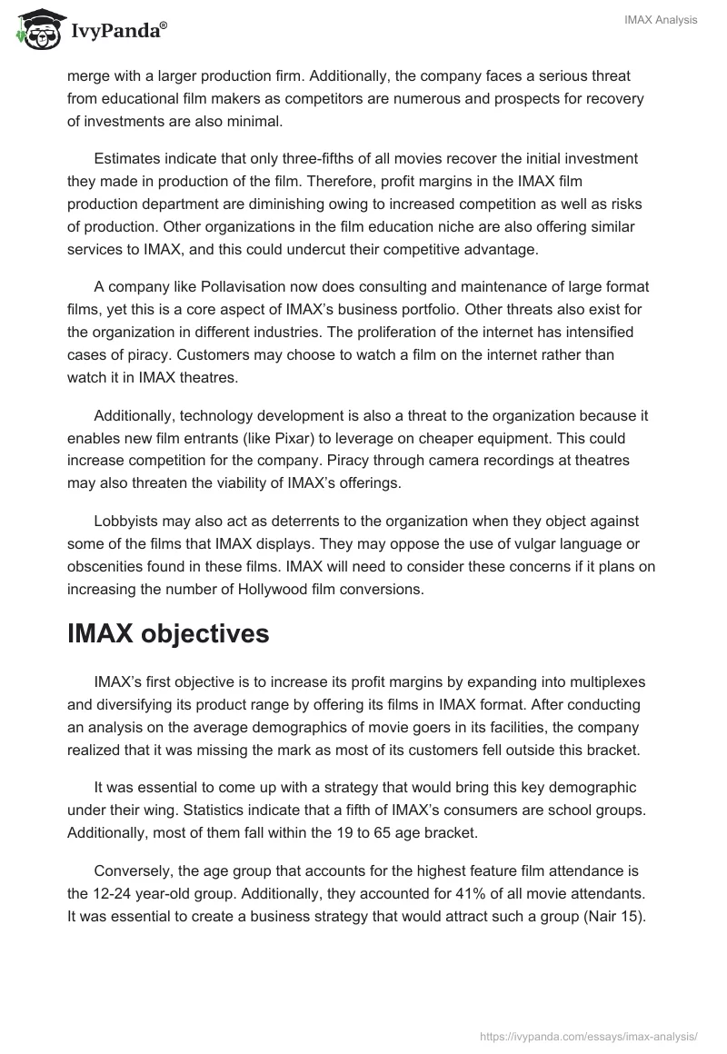 IMAX Analysis. Page 4