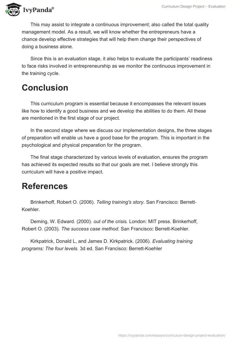 Curriculum Design Project – Evaluation. Page 4